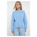 Trendyol Blue Hem Detailed Crew Neck Relaxed/Comfortable Fit Knitted Sweatshirt