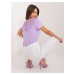 Lilac blouse with lace and short sleeves