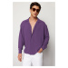 Trendyol Plum Oversize Fit Open Collar Summer Linen Look Shirt