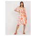 Midi dress with white and orange pattern