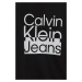 Detská bavlnená mikina Calvin Klein Jeans čierna farba, s potlačou