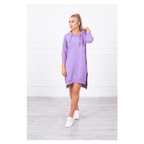 Dress with a hood and a longer back - purple