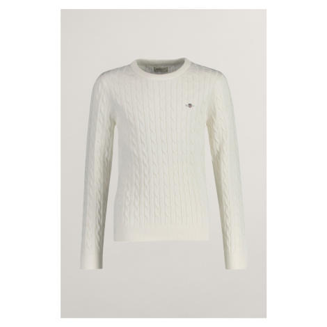 SVETER GANT SHIELD COTTON CABLE C-NECK EGGSHELL