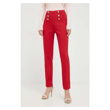 Nohavice Morgan dámske, červená farba, priliehavé, vysoký pás