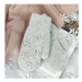 Sivé zimné rukavice s mašľami a perlami pre dámy
