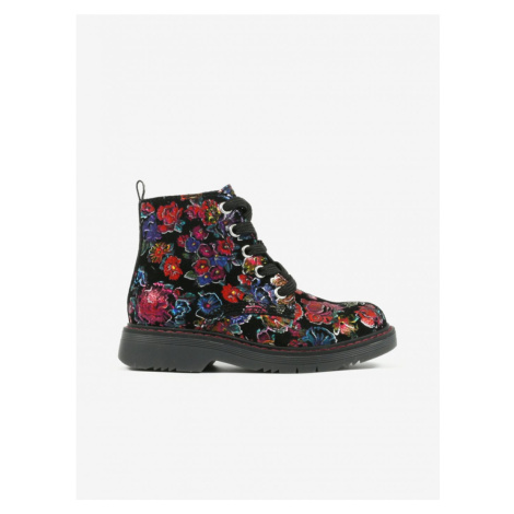 Black Girly Flowered Ankle Boots Richter - Girls