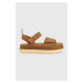 Semišové sandále UGG Goldenstar dámske, hnedá farba, na platforme, 1136783
