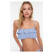 Trendyol Blue Ruffle Detailed Bandeau Bikini Top