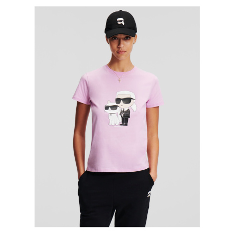 Women's light pink T-shirt KARL LAGERFELD Ikonik 2.0 - Women