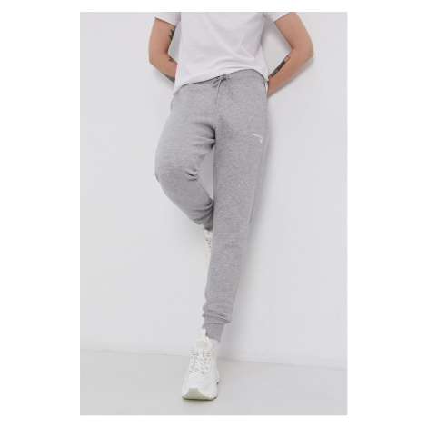 Nohavice New Balance WP03805AG dámske, šedá farba, melanžové