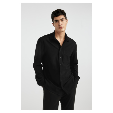 DEFACTO Regular Fit Polo Neck Crinkle Long Sleeve Shirt