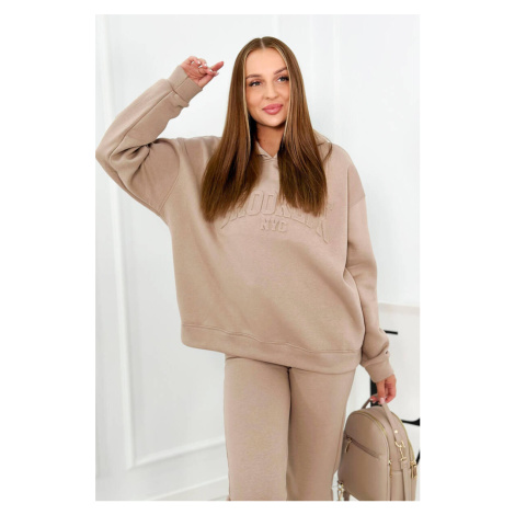 Insulated cotton set, sweatshirt + trousers Brooklyn dark beige