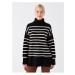 LC Waikiki Women's Turtleneck Striped Long Sleeve Oversize Knitwear Sweater