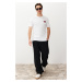 Trendyol White Regular Cut Embroidered 100% Cotton T-Shirt