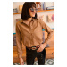 Olalook Women's Milk Brown Slim Corduroy Corduroy Shirt