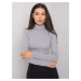 RUE PARIS Grey Melange Ribbed Turtleneck