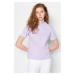 Trendyol Lilac 100% Cotton Basic Stand-Up Collar Knitted T-shirt