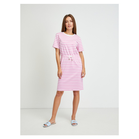 White-pink striped dress VILA Tinny - Women