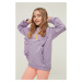 Trendyol Lilac Frilly Printed Girl Knitted Sweatshirt