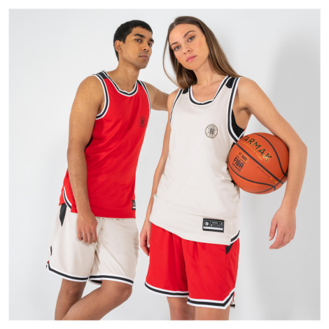 Basketbalové šortky SH500 obojstranné unisex červeno-béžové TARMAK