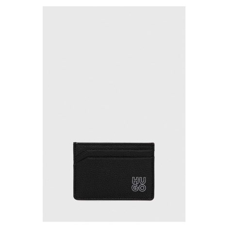 Kožené puzdro na karty HUGO pánsky, čierna farba Hugo Boss
