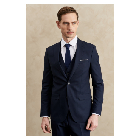 ALTINYILDIZ CLASSICS Men's Navy Blue Slim Fit Slim Fit Monocollar Nano Suit With Vest, Wool and 