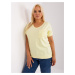 Light yellow women's plus size blouse with pocket