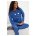 Trendyol Blue 100% Cotton Printed Knitted Pajamas Set