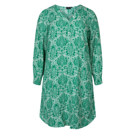 Zizzi Košeľové šaty 'Bella'  béžová / zelená