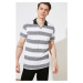 Trendyol White Men's Regular Fit Striped Short Sleeve Polo Neck T-shirt