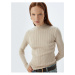 Koton Stand Collar Knitwear Sweater Long Sleeve Textured Slim Fit