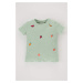 DEFACTO Baby Girl Regular Fit Crew Neck Fruit Patterned Waffle Short Sleeved T-Shirt