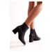 Shoeberry Women's Misty Black Skin Heeled Boots, Black Skin.