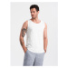 Pánske tričko bez rukávov OMBRE Tank top OM-TSBT-0192 V-1 white