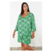 Trendyol Curve Mint V-Neck Koala Patterned Woven Pajama Set