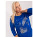 Cobalt Blue Oversize Women's Blouse with Applique