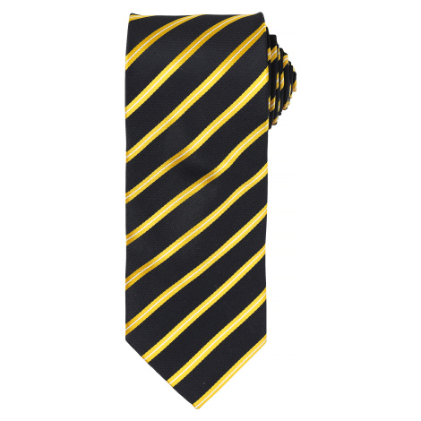 Premier Workwear Športová pruhovaná kravata PR784 Black