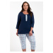 Dámske pyžamo Italian Fashion Allison - trojštvrťové bavlnené Tmavomodrá - modrá