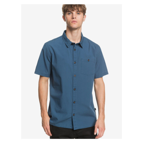 Blue Men's Short Sleeve Shirt Quiksilver Taxer Wash - Men's