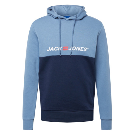 JACK & JONES Mikina  námornícka modrá / dymovo modrá / červená / biela