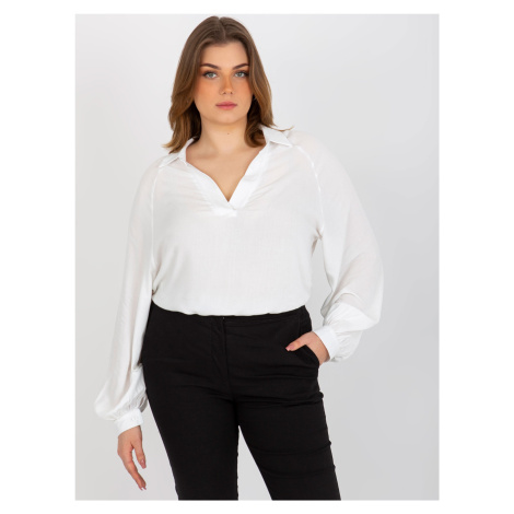 Ecru Plus Size Shirt Blouse With Collar