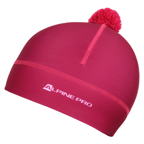 Functional hat with pompom ALPINE PRO ABERE fuchsia red