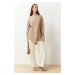 Trendyol Beige Linen Aerobin Oversize Woven Shirt