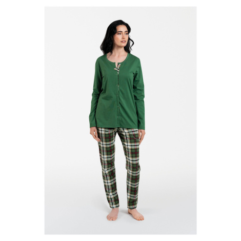 Women's pajamas Asama long sleeves, long legs - green/print Italian Fashion