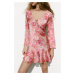 Madmext Pink Flower Patterned Dress