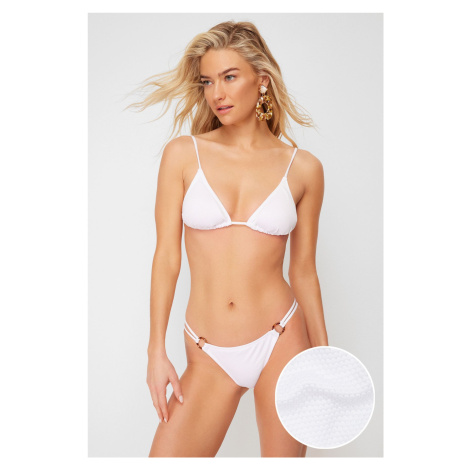 Trendyol Textured Brazilian Bikini Set with White Triangle Accessories