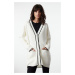 Trendyol Ecru Contrast Piping Detailed Knitwear Cardigan