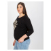 Černá halenka plus size s lesklým potiskem JEDNA