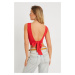 Cool & Sexy Women's Tie Back Crop Blouse Red