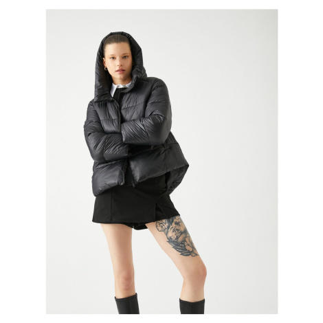 Koton Puffer Jacket with Hooded Zipper Pocket Detail